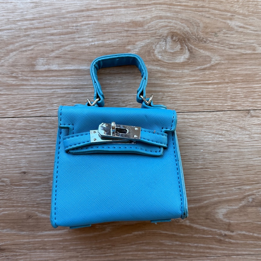 Mini Blue Handbag with Silver Accents